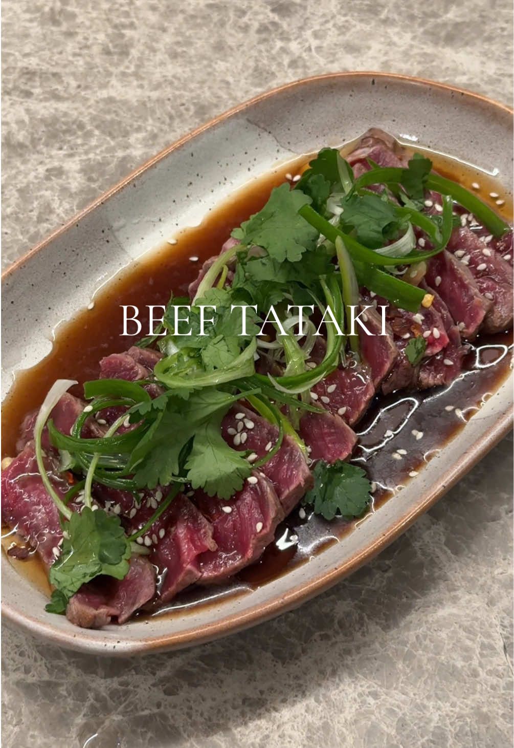 Quick & easy! This Japanese icon makes for a great entree or light meal 🫶 #beef #beeftataki #tataki #Recipe #japanesefood #japanesehomecooking #cooking #cookwithme #EasyRecipe #EasyRecipes #fyp 