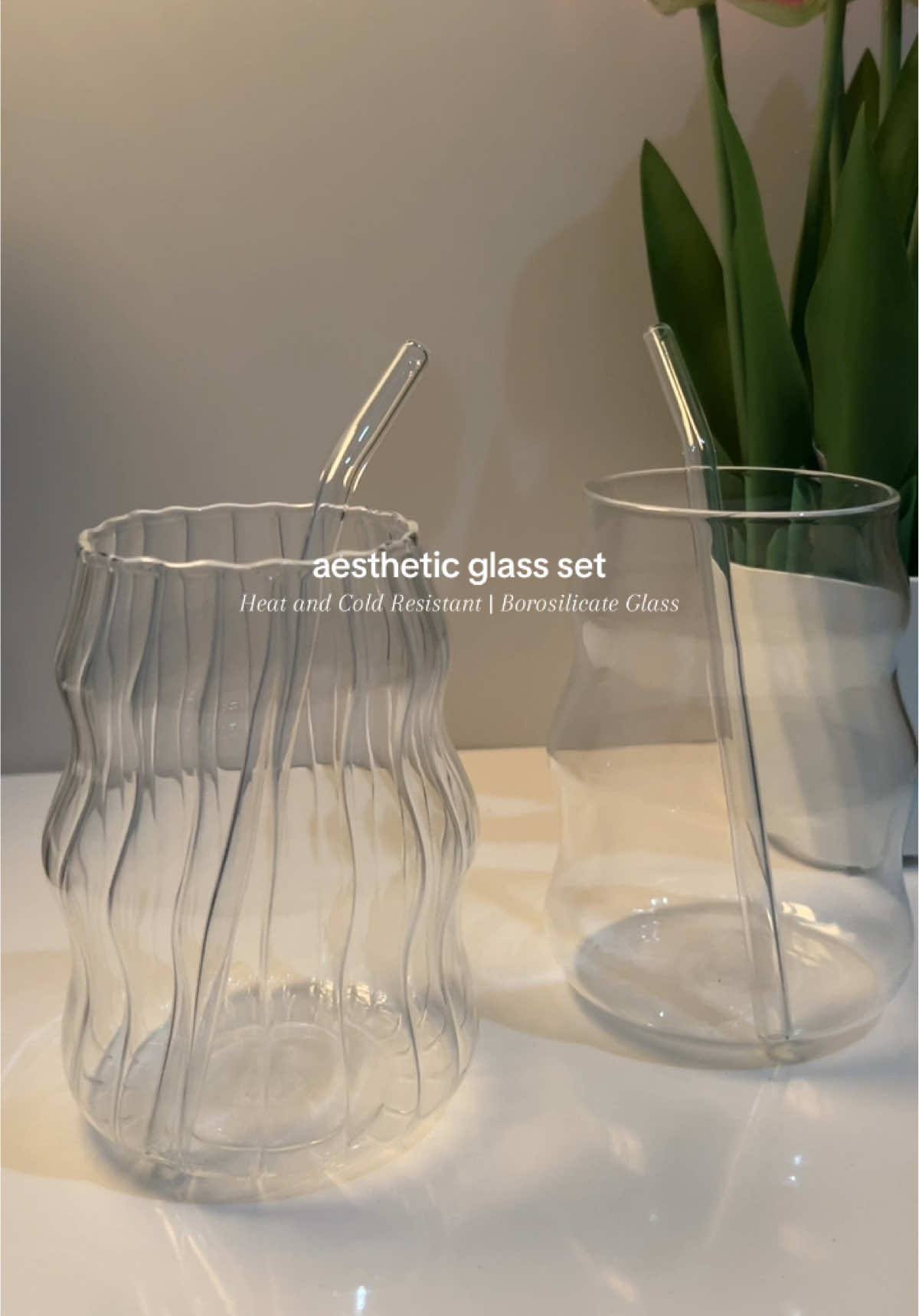 Nordic Glass Cup #locaupin #glass #aestheticglass #glasswithstraw #fyp 