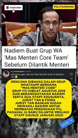 “Kok bisa ya, belum jadi menteri tapi udah siapkan grup WA soal Chromebook? Rakyat cuma bisa nonton, elite udah atur panggungnya jauh-jauh hari. 🎭🇮🇩 #MainnyaHalus” #ChromebookGate #NadiemMakariem #ProyekNegara #KorupsiHalus #NegaraSettingan #TikTokPolitik #BukaMata #UangRakyat #EliteMainCantik #BeritaViral