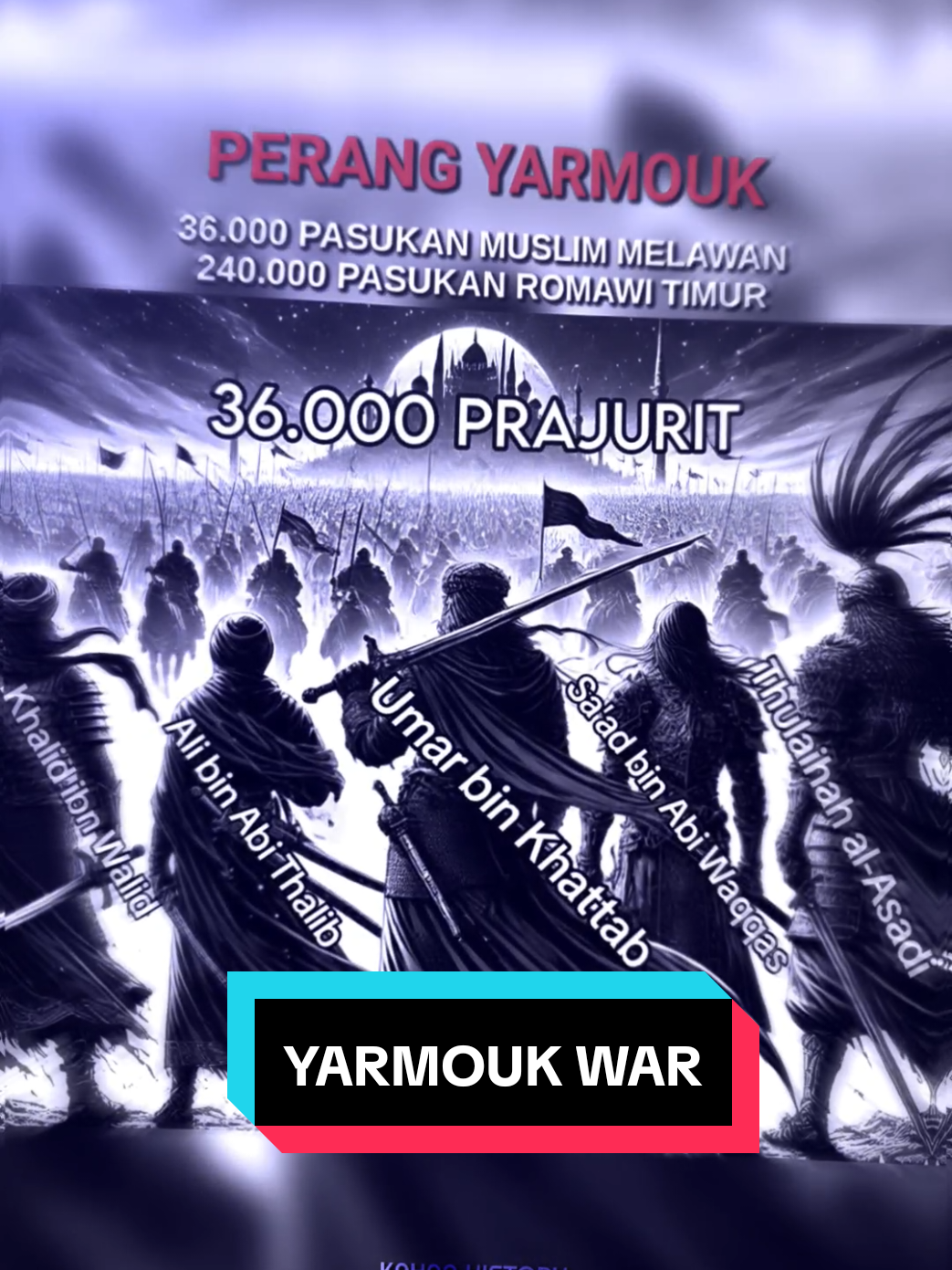 an unequal fight ☠️  🇮🇩: Perang Yarmouk adalah salah satu pertempuran besar dalam sejarah Islam yang terjadi pada tahun 636 Masehi antara pasukan Muslim Khulafaur Rasyidin (di bawah kekhalifahan Umar bin Khattab) dan Kekaisaran Bizantium (Romawi Timur). Pertempuran ini berlangsung di dekat Sungai Yarmouk, di wilayah perbatasan antara Suriah dan Yordania saat ini. Ringkasan Perang Yarmouk: Tanggal: Sekitar Agustus 636 M Tempat: Lembah Yarmouk (sekarang di perbatasan Suriah-Yordania) Pihak Bertempur: Kekhalifahan Rasyidin dipimpin oleh Khalid bin Walid Kekaisaran Bizantium dipimpin oleh Theodorus dan Ba'an 🇬🇧: The Battle of Yarmouk was one of the major battles in Islamic history, fought in 636 CE between the forces of the Muslim Rashidun Caliphate (under the caliphate of Umar ibn al-Khattab) and the Byzantine Empire (Eastern Roman Empire). The battle took place near the Yarmouk River, on the present-day border between Syria and Jordan. Summary of the Battle of Yarmouk: Date: Circa August 636 CE Location: Yarmouk Valley (now on the Syria-Jordan border) Parties: The Rashidun Caliphate led by Khalid ibn al-Walid The Byzantine Empire led by Theodore and Ba'an #history #islam #perangyarmouk #umarbinkhattab #HistoryTime 