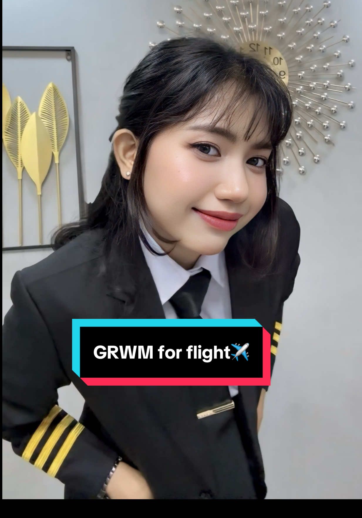 GRWM! Me in my favourite uniform👩🏻‍✈️🛫 #femalepilot #pilotlifestyle #aviation #pilotgirl #aviationlovers #fyp #viral #foryoupage #boeing737 #fypシ゚ #myanmar 