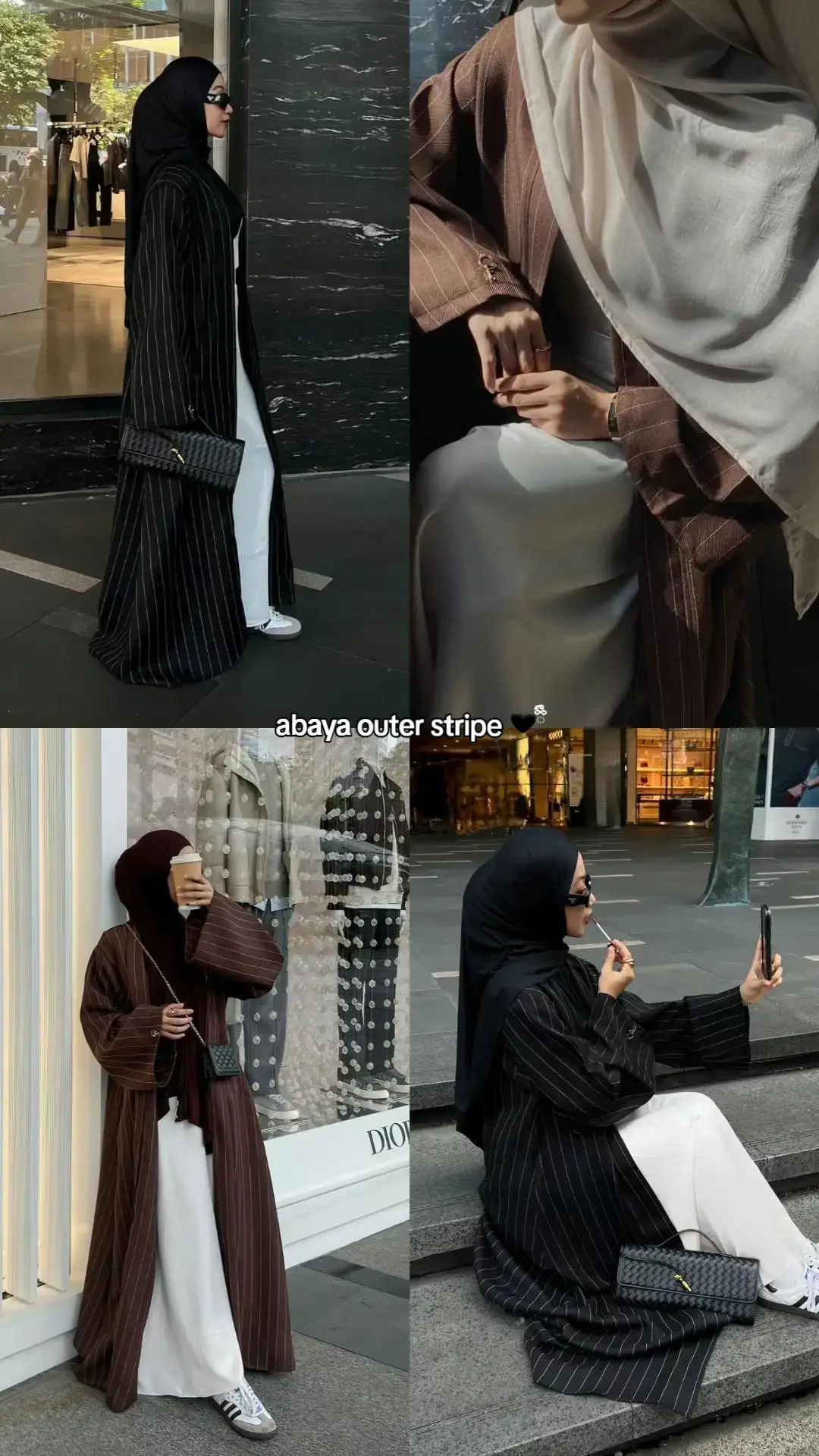 Abaya stripe #ootdhijab #fyp #rameinyuk #outfitinspiration 