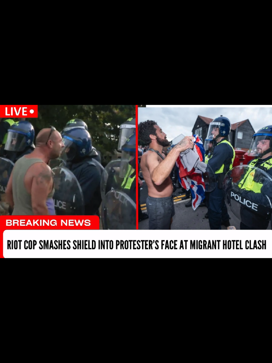 Violent Clash! Riot Police Strike Protester in Face During Migrant Hotel Standoff#BreakingNews #ShockingRevelation #MigrantProtest #RiotPolice #ProtestClash #JusticeForAll #OfficerActions #ControversialMoment #ViralNews #CityProtests #PoliceAccountability #ShockingTruth #BreakingStory #NewsUpdate #ViralContent #PoliceViolence #ProtestorsRights #CivicRights #UrgentNews #ViralDrama #truthuncovered 