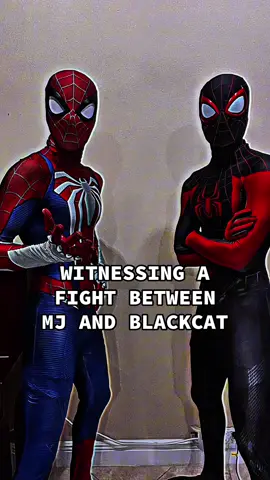 The minute one of them said “bitch” we both knew it was on! 😅😅🕷️🕸️🐈‍⬛ Duet this as either MJ or Blackcat, bonus points if you clone yourself as well and I’ll happily put both together in one video 😄 #spiderman #cosplay #milesmorales #maryjanewatson #blackcat 