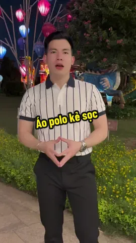 Áo polo phối kẻ sọc tôn dáng