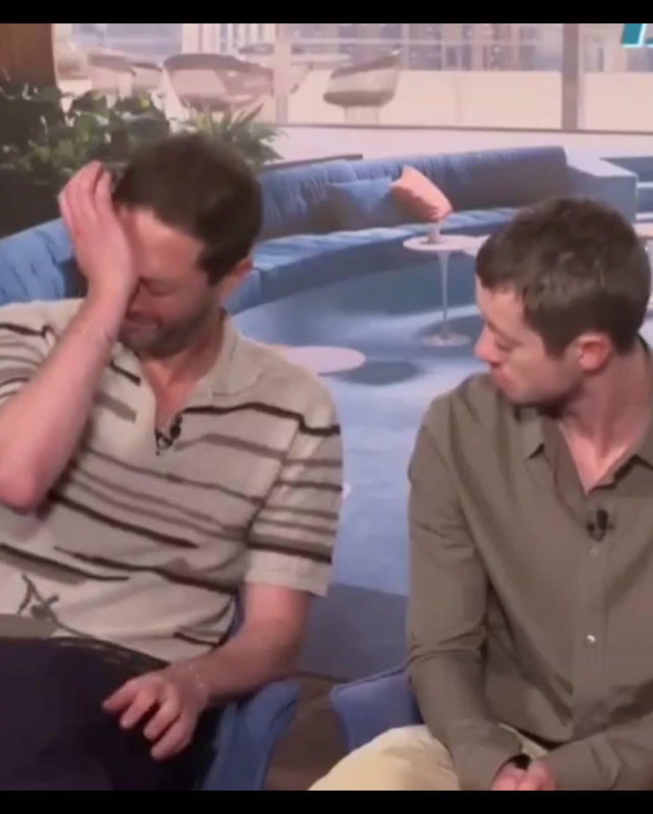 Bro was trying so hard not to laugh 😭 #fyp #fantasticfour #ebonmossbachrach #ebon #Funny #Marvel #josephquinn #mcu #interview #meme 