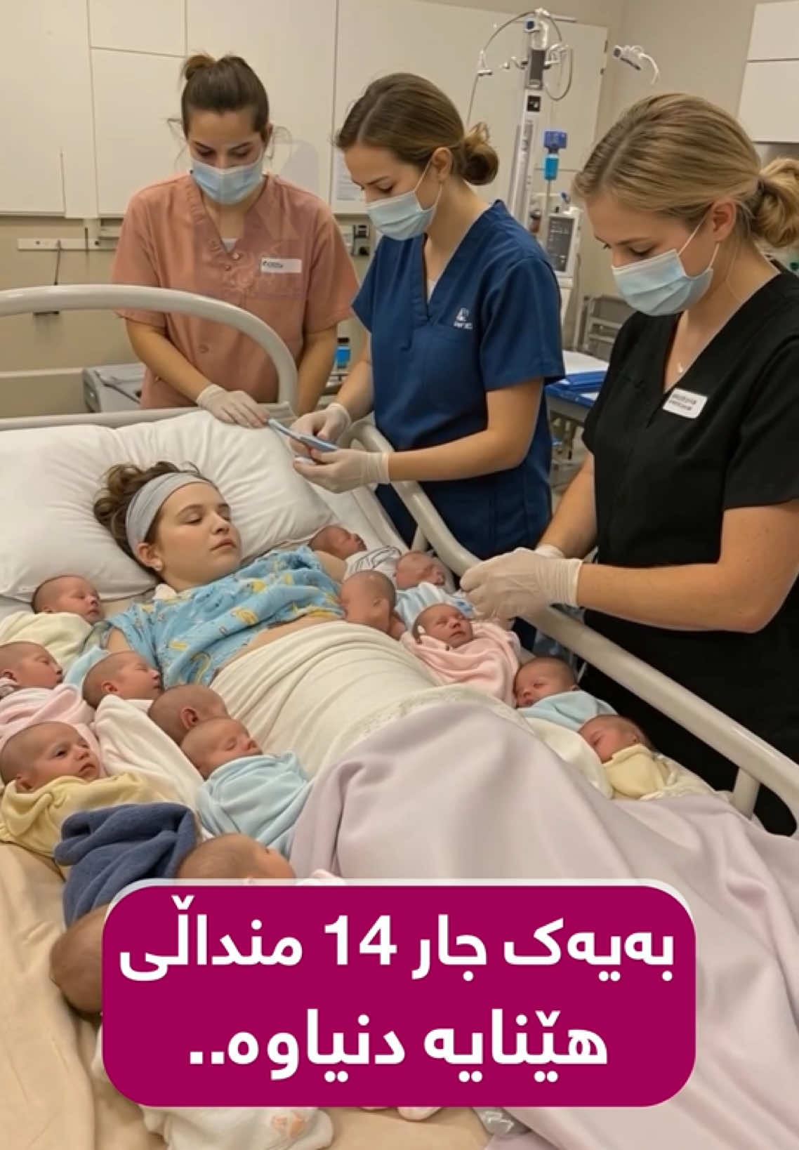 ئافرەتێکی سلۆڤاکی لە یەک کاتدا چواردە منداڵی هێنایە دنیاوە