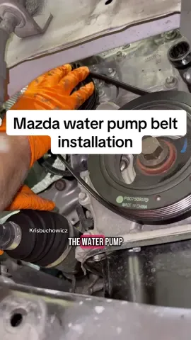 How to install a stretch-to-fit water pump belt on a Mazda 🔧 No tensioner here. Watch how it’s done without damaging the belt! #tiktokautocampaign #carrepair #mazda #waterpump #automechanic  