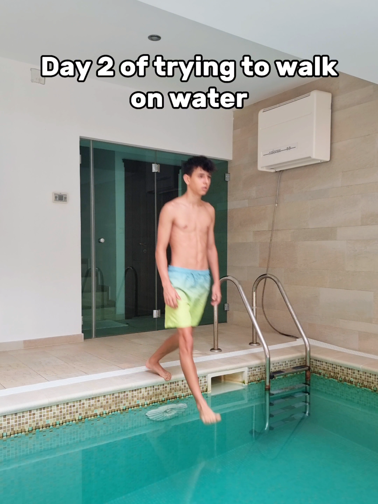 Day 2 of trying to walk on water 💧 #fyp #challenge #walkingonwater #funny #viral 