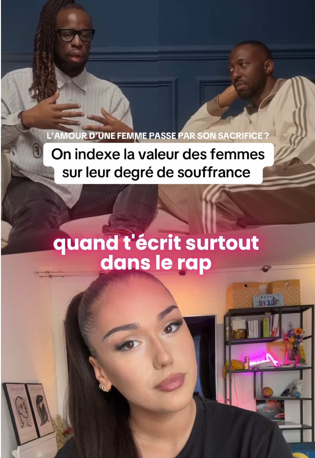 Devons nous souffrir pour mériter d’être aimée ? Quand la culture ne narre que des récits où la femme n’existe que par sa dévotion sacrificielle au sein du couple, il est difficile pour les femmes d’oser s’imaginer une romance sans souffrance  Merci à Youssoupha pour cette réflexion  Extrait de la très belle émission France TV Slash 