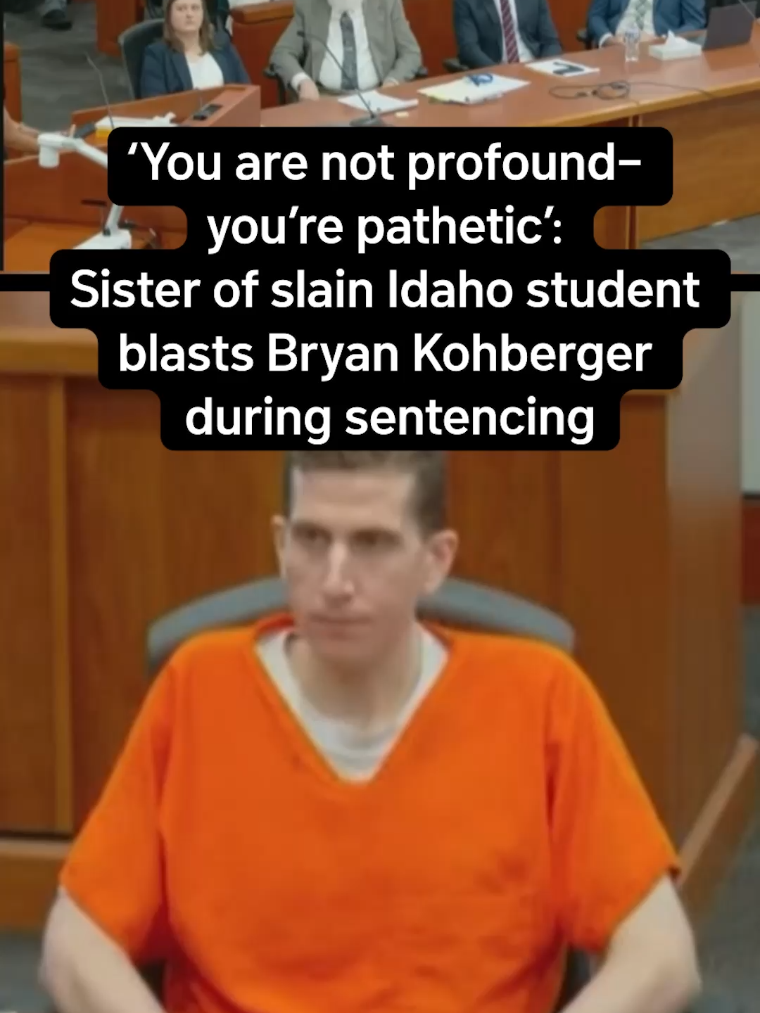 Alivea Goncalves's voice didn’t waver as she asked Bryan Kohberger questions about the killings, including what her sister’s last words were. She drew applause after belittling Kohberger, who remained expressionless as she insulted him. Click the link above to read more about what the families of Xana Kernodle, Madison Mogen, Ethan Chapin and Kaylee Goncalves had to say. #bryankohberger #idaho4