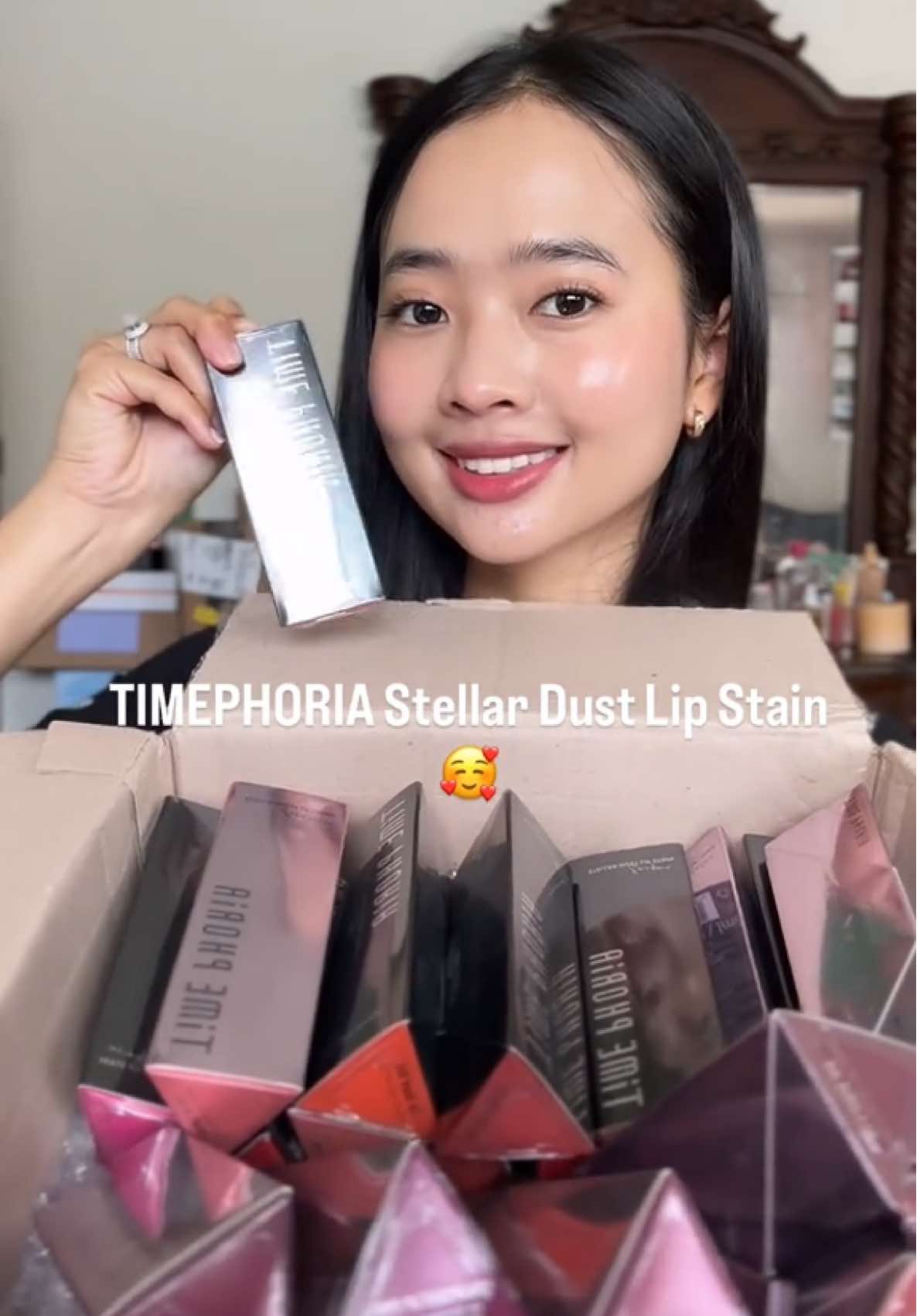 Unboxing + swatching these dreamy lip shades 💄 Thank you @timephoriaofficial for these amazing lip stains. I’m obsessed with them all 🥰🫶🏻 #LipSwatches #PRUnboxing #Timephoria #StellarDustLipStain #LipStainLover #MakeupReel #BeautyCreator #MakeupHaul #GlowyMakeup #ViralBeauty #LipProductReview #LipstickAddict #MakeupCommunity #CleanBeauty #MakeupObsessed #gifted @Timephoria.US 