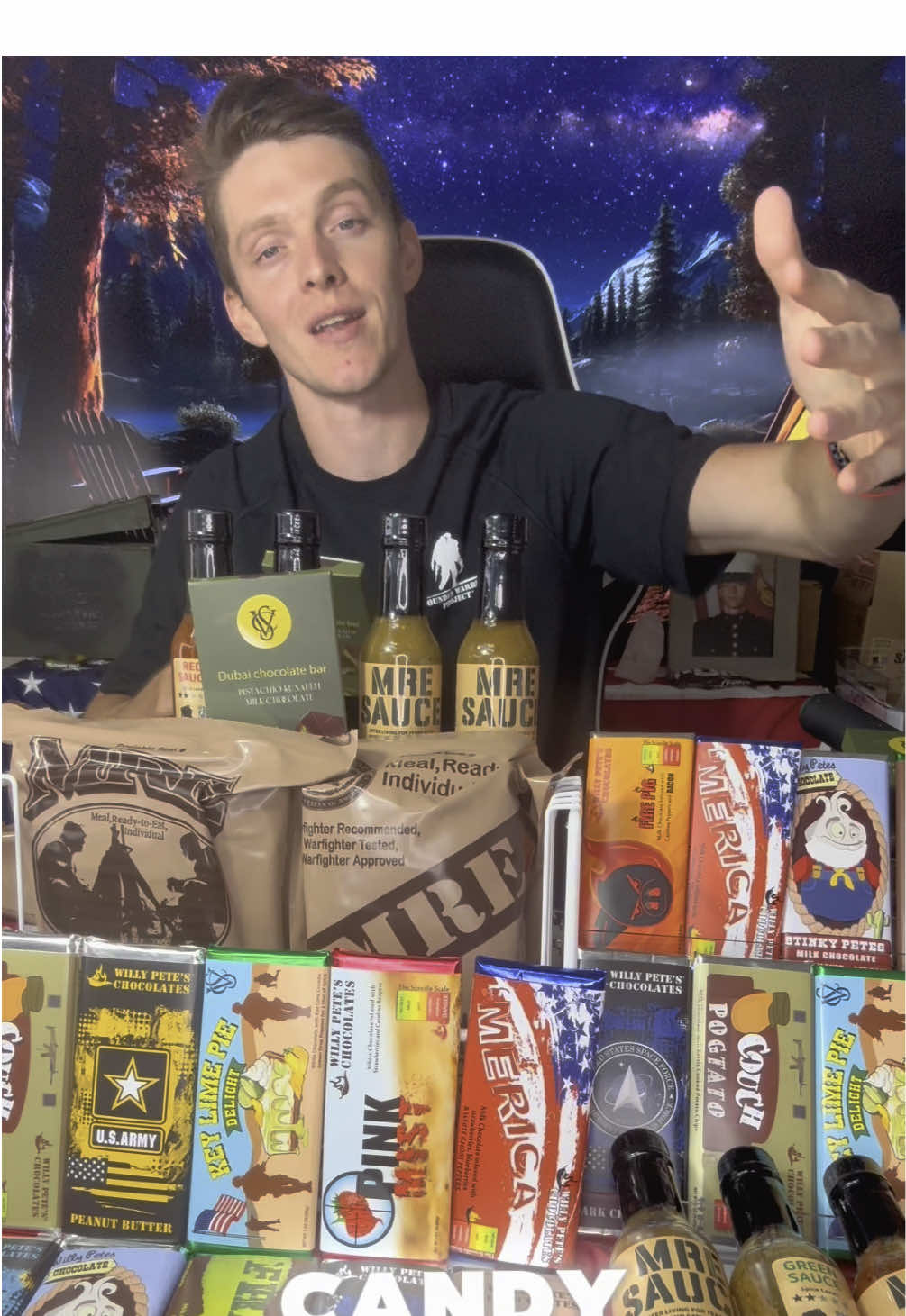 Don’t miss the late night live tonight! #veteranowned #candyshop #food #snacks #chocolate #hotsauce #mre 