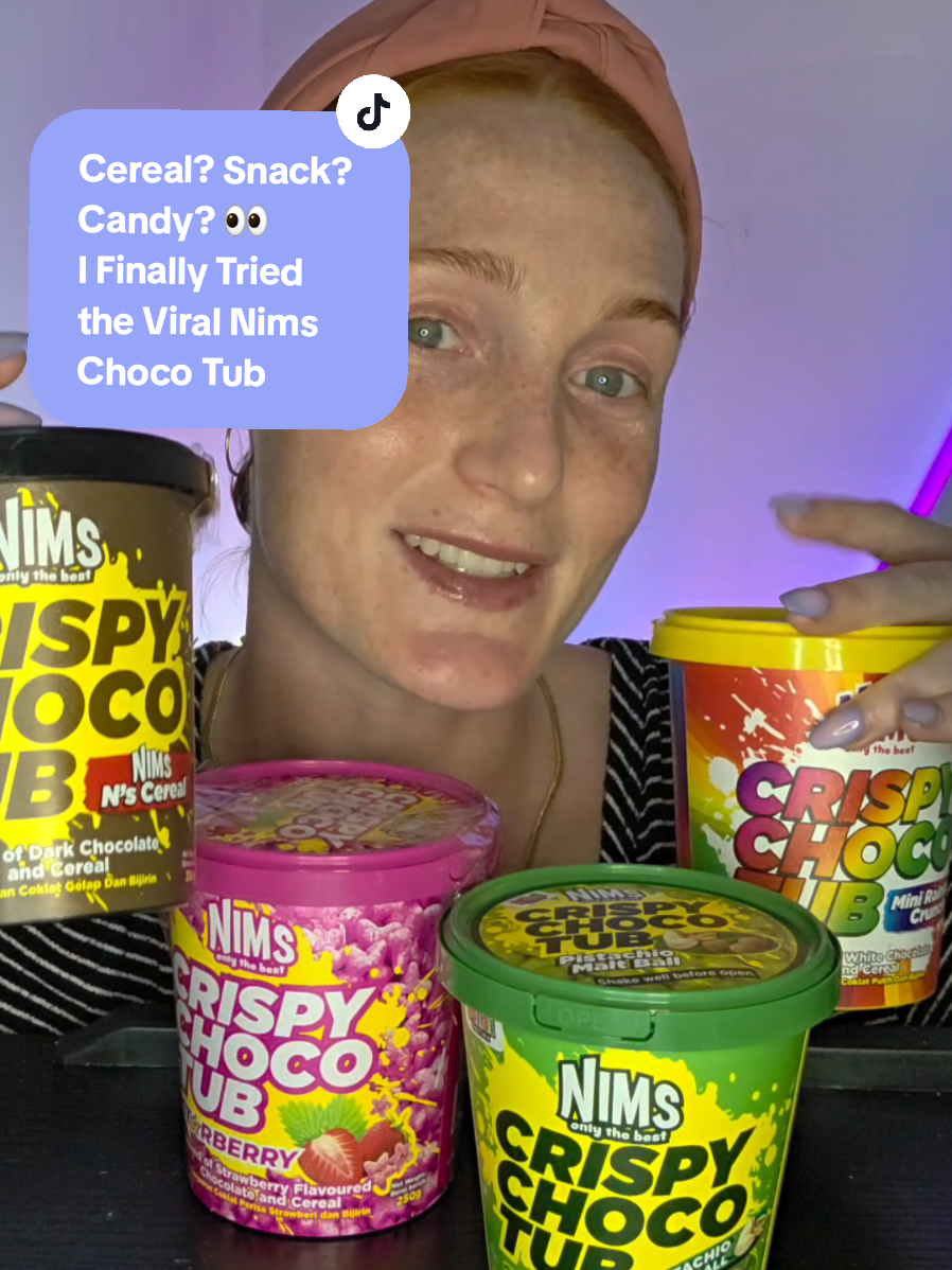 ⚠️misophonia-eating sounds⚠️These were haunting my FYP so I finally gave in 😭 I'm Still super confused 🤣 Is it candy? Is it cereal?Either way… the crunch is undeniable 👂🍫 #NimsChocoTubs #TikTokMadeMeBuyIt #ASMRcrunch #CandyCereal #SnackTok #CrunchTok #tiktokshopreview  #ChocoTubReview #KoreanSnacks #viralsnack #viraltiktok  #FoodReviewTok #MukbangFinds #FYPsnacks #SweetSnackAttack # #snackreview #candyreview 