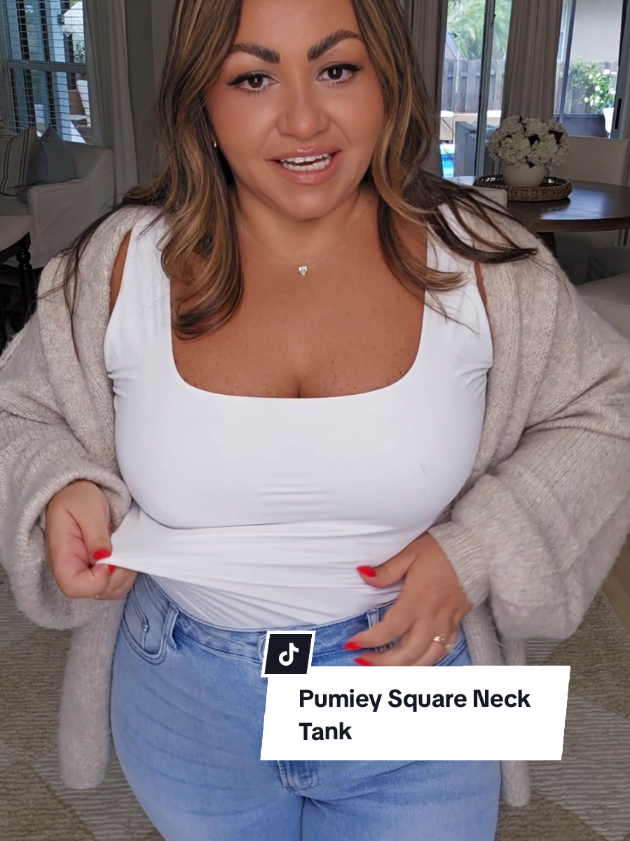 Replying to @emk71722 this is my everyday Go-To tank! It's buttery soft & double lined so it's comfortable, but not see through. @PUMIEY usually offers free shipping on orders over $30 so when I order. I stock up! Enjoy ❤️ @PUMIEY fashion  #pumiey #tank #tanktop  #whitetanktop #midsize #midsizefashion #midsizestyle  #midsizequeens 