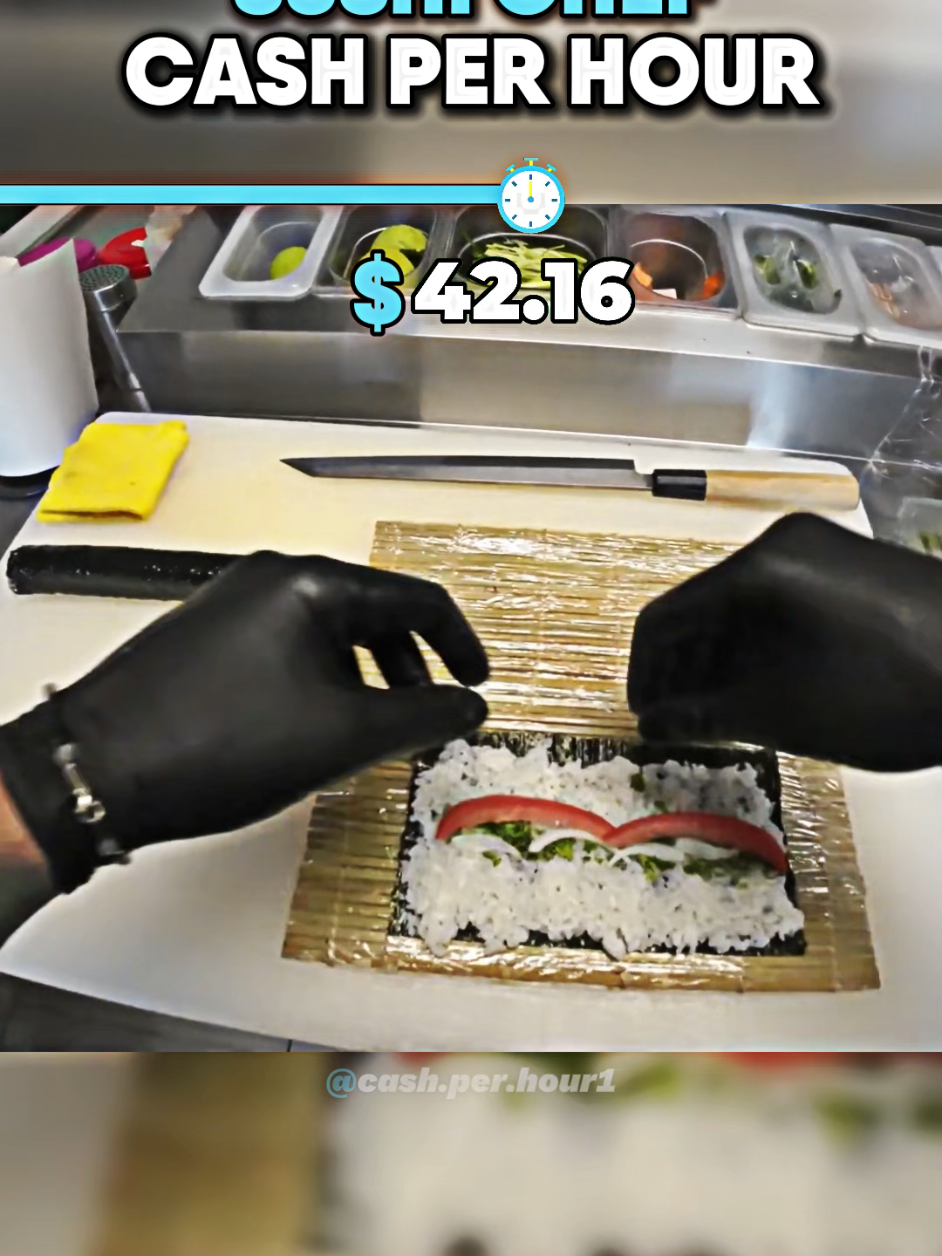 Sushi Chef HOW money a year in United States and united kingdom and Australia and Canada, Not bad Good Job for Beginners or Student or Second job #sushi #sushichef #chef #worker #employee #salary #job #skills  #wage #work #fyp #satisfying