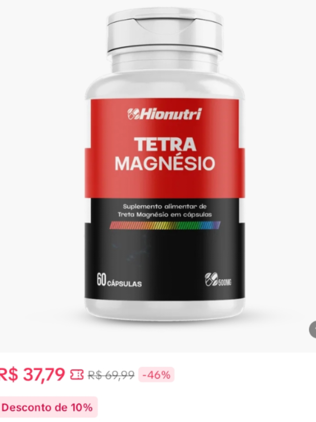 Tetra Magnesio 5 em 1 60 Cápsula 500g Hionutri . #tretamagnesio #magnesio #tiktokshop 