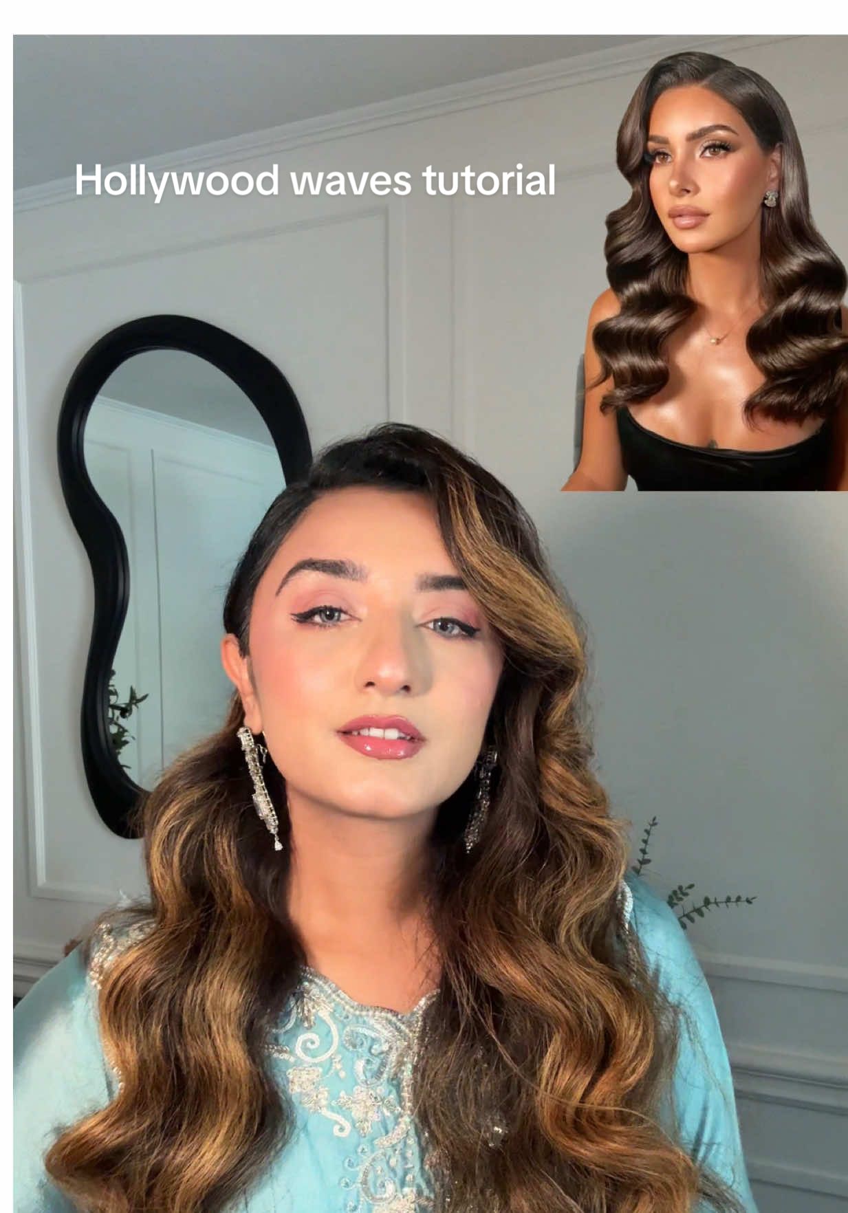 Hollywood waves tutorial with a hint of bollywood 😉 ft. The star of the show : SLEEK HOLD SPRAY @mondayhaircare  #hair #hairtiktok #hairtutorial #desiwedding #shaadiseason #hollywoodwaves #hollywoodglam #partyhair #weddingguesthair #desitiktok #indianwedding #pakistaniwedding 