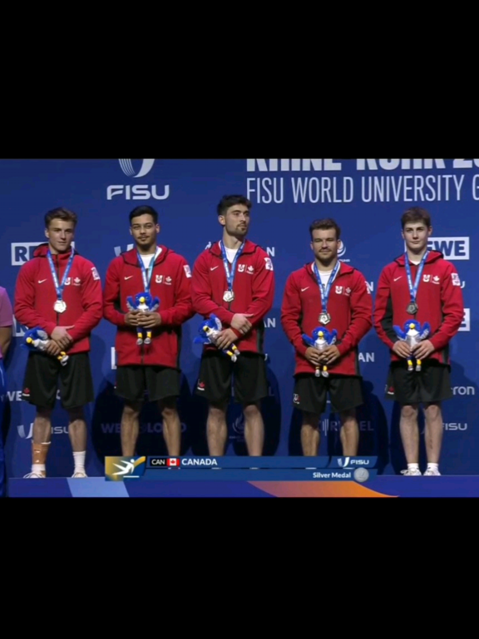 Canada 🇨🇦 won a silver medal 🥈 in the Men's Artistic Gymnastics Team Final at the FISU World University Games in Rhine-Ruhr, Germany.  Felix Dolci, William Émard, Ioannis Chronopoulos, Jayson Rampersad, and Matteo Bardana represented Team Canada, earning a team total of 239.593. #canada_life🇨🇦 #fyp 