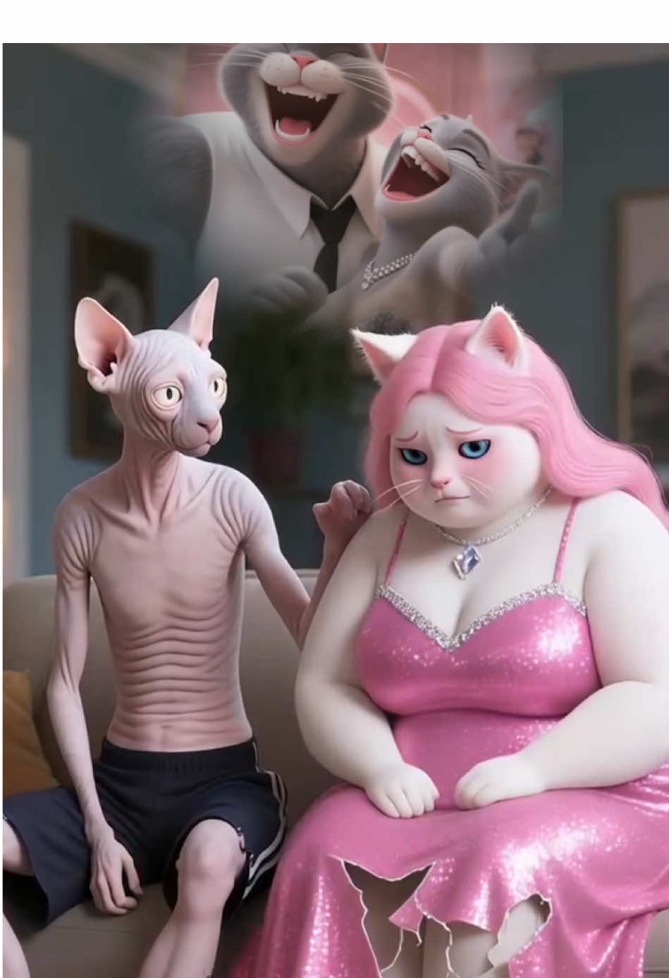 After working hard to improve themselves, they did not end up together.😿 #cat #catshorts #aicat #catvideos#capcutforus #capcut #capcutpioneer