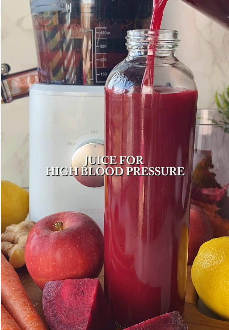 ABC (Apple, Beet, Carrot) Juice to help lower blood pressure. ❣️ Recipe: 2 large beets  3 carrots  2 apples  1 lemon  1 inch ginger  Serves 2  I use the Nama J2 Cold-Pressed Juicer. Use code MANIFEST10 for 10% off. Link in bio to save ✨ #highbloodpressure #bloodpressure #hypertension #wellnessjourney #nutrition 