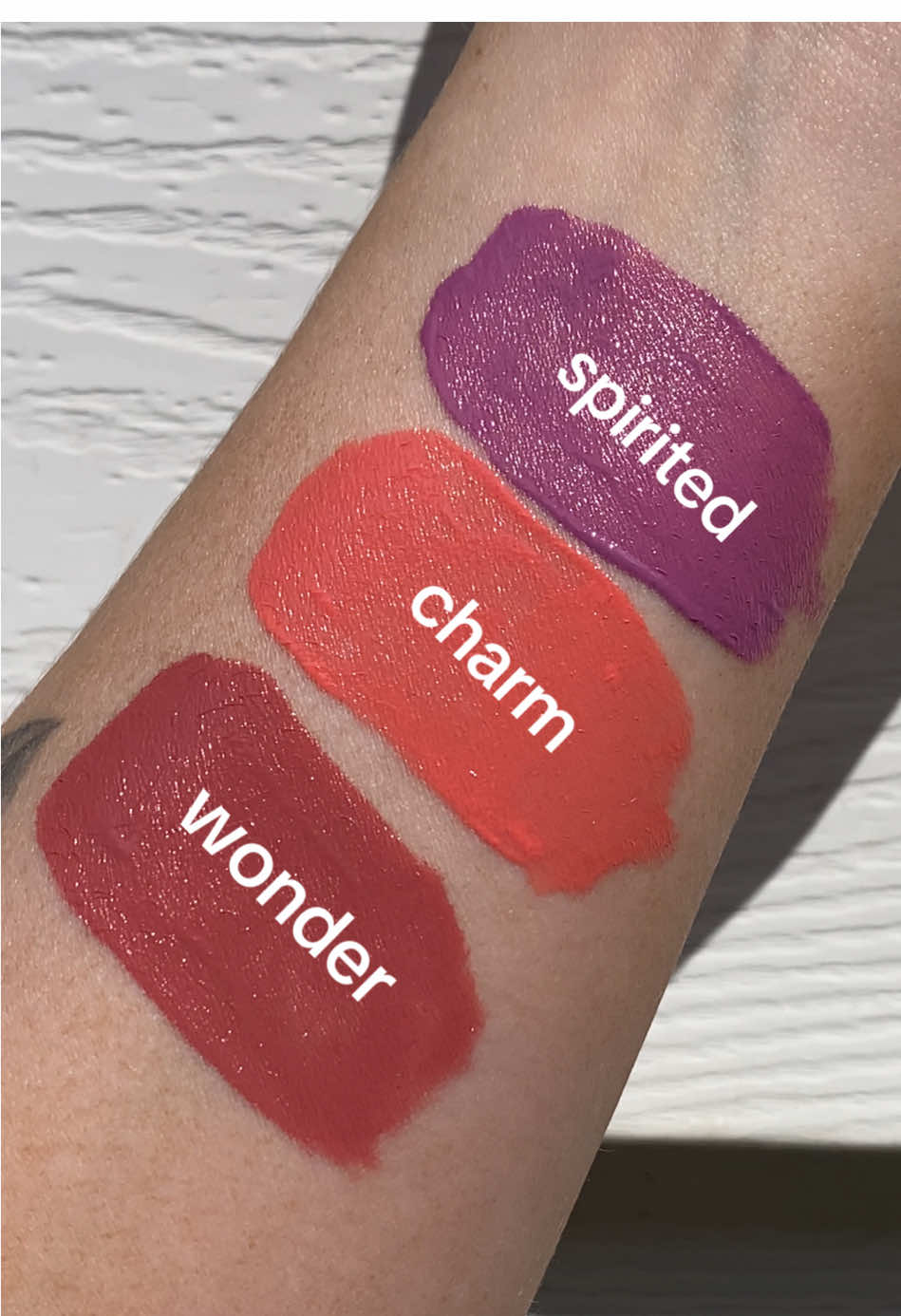 swatching the cutest new minis from @Rare Beauty 🩷🩷 soft pinch liquid blushes in shades: wonder (rose mauve) charm (coral pink) spirited (mid-tone violet) #makeup #rarebeauty #rarebeautyblush #softpinchliquidblush #liquidblush #makeupswatches #rarebeautycharm #rarebeautywonder #rarebeautyspirited 