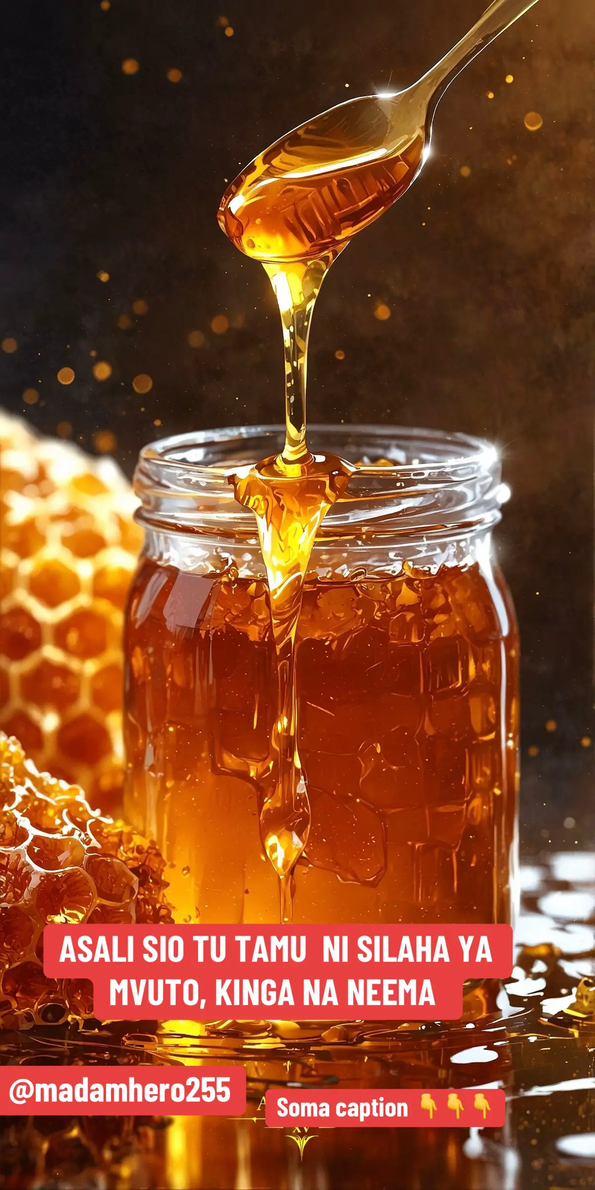 🍯 “Asali sio tu tamu — ni silaha ya mvuto, kinga na neema. Ukitumia hivi… utashangaa kila kitu kinabadilika!” 🍯 🧿 “Hii NDIO SIRI ya ASALI ambayo wanawake na WANAUME wachache sana wanaijua… lakini leo nakufunulia!” ⸻ 1. ASALI NA MVUTO: 🟡 Namna ya kutumia: Kila asubuhi kabla hujakutana na watu au kuongea chochote, chukua tone 3 za asali na uweke kwenye ulimi au kidole kidogo upake midomoni, kisha sema kwa sauti ya utulivu: 🗣️ “Ninavutia, ninapendwa, napokelewa na kila mtu kwa upendo.” 👉 Hii inaleta frequency ya upendo, mvuto wa roho, na huruma kwa wengine kukukaribisha bila sababu. ⸻ 2. ASALI NA BIASHARA: 🟡 Namna ya kutumia: Kabla ya kuanza kazi au kushika bidhaa zako (hasa bidhaa unazouza), paka kidogo ya asali kwenye viganja vyako vyote viwili, halafu sema: 🗣️ “Kila ninachogusa kinakuwa neema, pesa na faida.” 👉 Hutengeneza nguvu ya kuvutia wateja, mikataba, na pesa. Wateja wanajikuta wanapenda bidhaa zako hata bila kujua kwa nini. ⸻ 3. ASALI NA MAHUSIANO: 🟡 Namna ya kutumia: Changanya tone 2 za asali na tone 3 za maji ya waridi, halafu paka kidogo nyuma ya masikio, shingoni au kifua kabla ya kukutana na mtu unayempenda au unaetaka kuvutia. 👉 Inatengeneza mvuto wa kimya, huruma, na kuamsha hisia za ndani — bila kusema chochote. ⸻ 4. ASALI NA MAOMBI: 🟡 Namna ya kutumia: Wakati wa kuomba (hasa usiku wa saa 9 au kabla ya kulala), chukua tone moja ya asali, iweke kwenye ulimi au mdomoni, halafu sema: 🗣️ “Ee Mungu, kama asali ni tamu, naomba maisha yangu yawe matamu na baraka zako zishuke juu yangu.” 👉 Inaleta maombi ya neema, upendeleo, na bahati nzuri, hasa kwa mambo ya ndoa, kazi au kusafisha njia za maisha. ⸻ 5. ASALI KWA KUSAFISHA ROHO (SPIRITUAL CLEANSING): 🟡 Namna ya kutumia: Changanya kijiko kimoja cha asali na kijiko kidogo cha chumvi ya bahari kwenye maji ya kuoga. Oga nayo mara moja kwa wiki, kuanzia kichwani hadi miguuni. 👉 Inasafisha mikosi, husuda, chuma, mikatale na roho chafu ambazo huchelewesha mafanikio au upendo. ⸻ 💥 “Usiichukulie asali kawaida. Ni baraka kutoka mbinguni — ukiitumia vizuri, utaonja neema ya kweli.#MadamHeroElixir #MadamHero #madamhero255 #tiktoktanzania🇹🇿 #fyp #MadamHeroZodiac #foryoupage #BraceletZaNyota #mvuto 