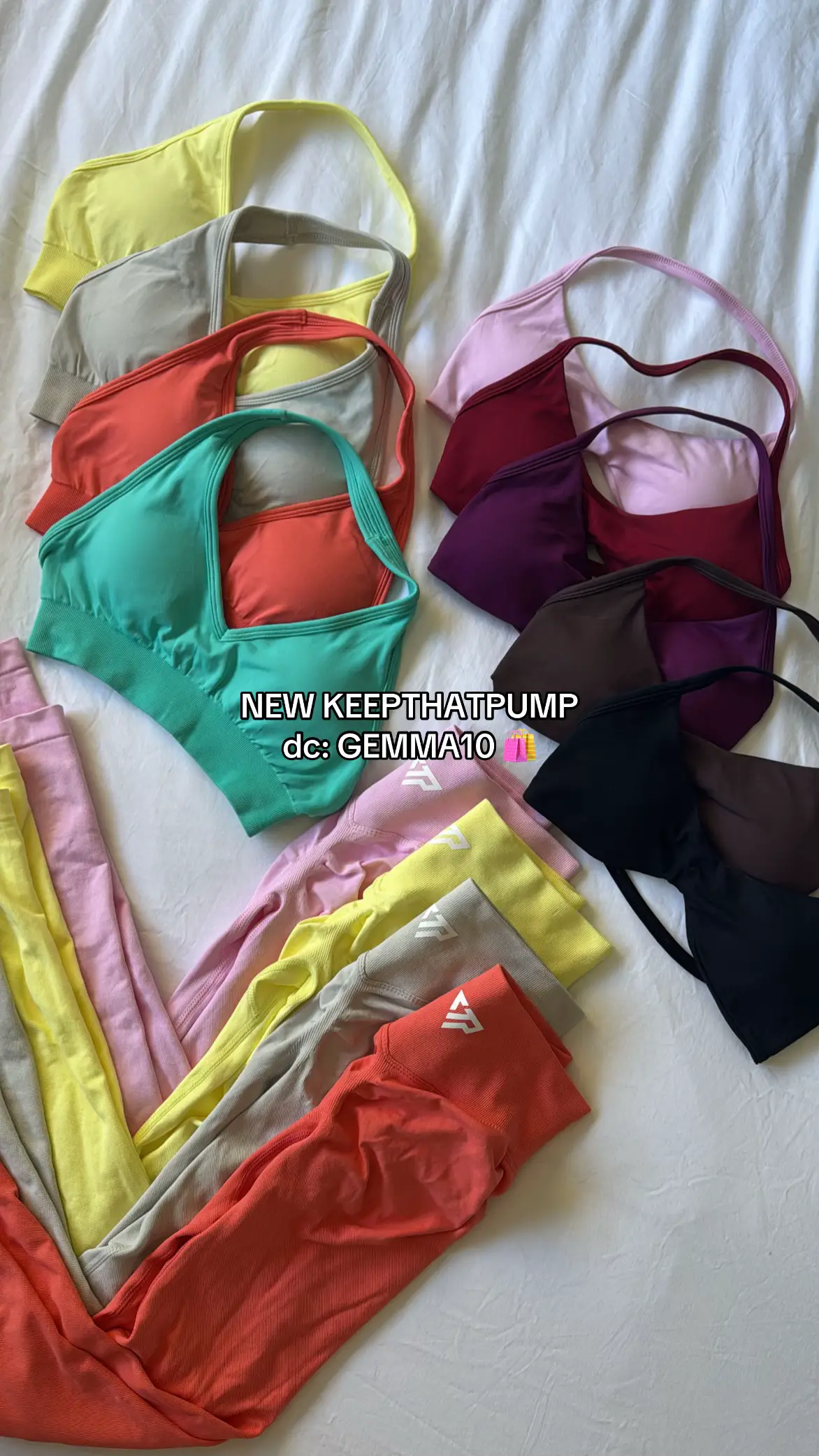 Get your hands on the new recoil leggings colours, recoil halters & recoil bralettes! 😍😍😍 I wear size XS in all pieces 🫶🏼 code: GEMMA10 to save & support me 🛍️ @KEEPTHATPUMP  #keepthatpump #keepthatpumpathlete #activewear #haul #activewearhaul #gymgirl #GymTok #fyp 