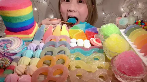 レインボースイーツ🌈☁️ Rainbow Desserts🌈☁️ #tiktokasmr #mukbang 