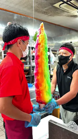 日本一長くて安いかき氷🍧 　 ◎レインボーかき氷 ¥990   📍宮崎 / 宮崎市 【店名】百姓うどん 【時間】7:00〜20:00 【定休】火曜日 　 #宮崎グルメ#japanesefood