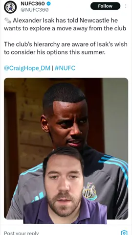 Breaking News: Isak tells Newcastle he wants out! @Liverpool FC @Newcastle United  #liverpoolfc #newcastleunited #isak #transfernews #footballtiktok #footballtogether #fyp 