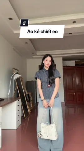 Áo kẻ chiết eo @Miho #aobabydoll #aoke #aochieteo #aodihoc #aodichoi #aodilam #outfit #reviewquanao #xuhuong 