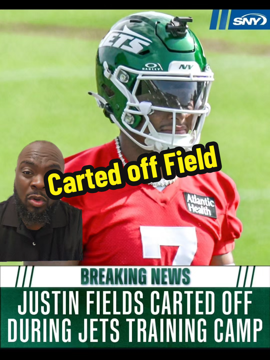 #greenscreen Justin Feilds #cartedoffthefield #newyorkjets #leginjury #breakingnews #nfltrainingcamp #sad 