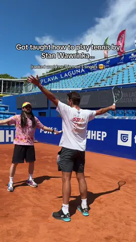 I think he got the caking down faster than I got serving 😂 #stanwawrinka #tennis #croatiaopen 