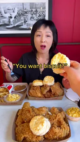 You want biscuit? The ending was personal… #food #eating #mukbang #chicken #fries #kfc #friedchicken #relatable #family #fastfood 