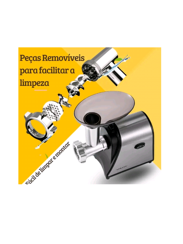 Máquina Moer Moedor de Carne Elétrica 1500W Faz Linguiça Carne Frango 110V 220V
