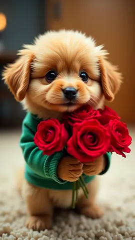 #puppiesoftiktok #lovedogs #puppy #fluffy #cutebaby #aipuppy #rose #dog #sweet #fyp 