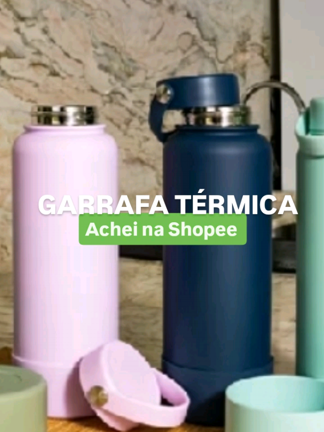 Garrafa Térmica de Aço Inox com Alça para Água Quente e Fria com Base Silicone com Alça. Só no link da bio  Achadinhos da shopee #viral_video #viraltiktok #viral #achadinhos #achadinhosshopee #acheinashopee #lula #bolsonaro #achoucomprou #casamento #utensilios 
