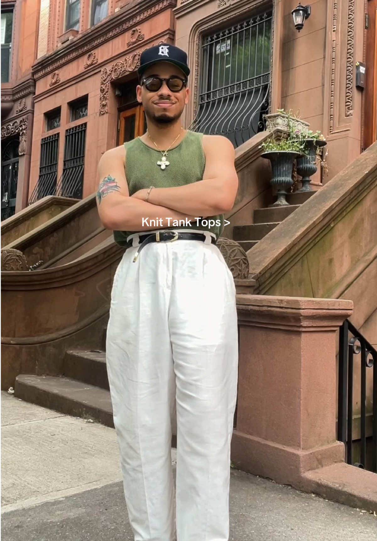 Knit Tank Tops are the best for summer #tanktop #tanktopoutfit #menstanktop #mensfashion #summerfits 