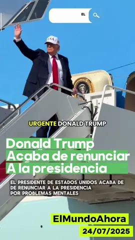 Donald Trump el actual presidente de Estados Unidos presenta esta mañana su renuncia de la presidencia por problemas de salud y problemas mentales su equipo de trabajo a salido a decir que el presidente dónald trump necesita descanso por otra parte quien ocupará el cargo será la vicepresidencia kamala harris #donaldtrump #latinosenusa #eeuu #usa #presidencia #casablanca #breakingnews #news #noticias 
