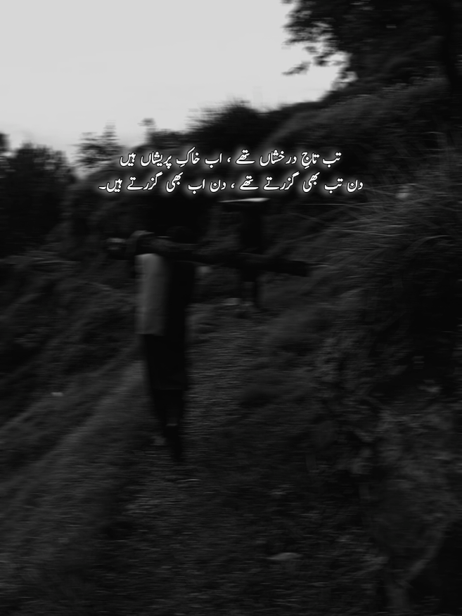 تب تاجِ درخشاں تھے ، اب خاکِ پریشاں ہیں دن تب بھی گزرتے تھے ، دن اب بھی گزرتے ہیں۔ #sadvibes #urdupoetry #deepthoughts #foryoupage #viralvideo #tiktokteamunfreezmyacount😥🙏 #fypシ゚ 