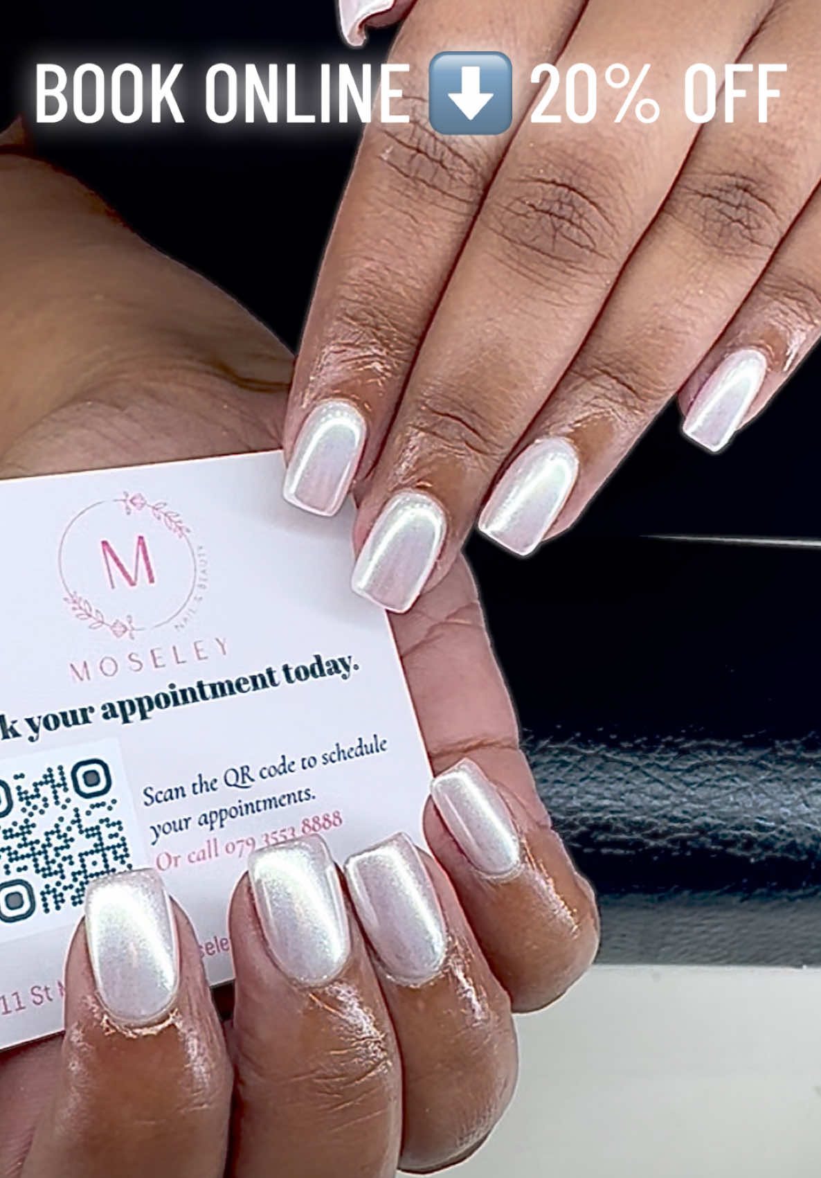 💫 PEARL CHROME MILKY WHITE BIAB FULLSET 💫 We are back with 20% OFF when you book online via our booking system https://moseleynailbeauty.setmore.com With so many nail designs floating around, pick your style and get booked in at Moseley Nail & Beauty to make your nail dreams a reality. 📍11  St Mary's Row, Moseley, Birmingham B13 8HW 📲  079 3553 8888 ⏰  Mon-Sat: 10:00am-7:00pm         Sun: 11:00am - 5:00pm 💅 Appointments & Walk-ins Welcome Book Now ➡️ 20% OFF when you book online via our booking systeml https://moseleynailbeauty.setmore.com ⭐️ SPECIAL OFFERS ⭐️  * 10% OFF on services from £15 on your BIRTHDAY (Must present ID). * 10% OFF on services from £15 for STUDENTS (Must be under 30 years of age and present student ID). * 10% OFF on services from £15 for NHS STAFFS & BLUE LIGHT. * Earn £5 cash rewards on the 5th visit. Only one promotion can be used per order.   👏Book now and get the nails you’ve been dreaming of! Book Now ➡️ https://moseleynailbeauty.setmore.com Whether you’re looking for flawless BIAB nails, elegant nail extensions, a classic pedicure, or intricate nail art, our experienced and friendly team is here to deliver stunning results using only high-quality products. You deserve to feel and look your best 🥰 #MoseleyNailAndBeauty #NailSalonMoseley #BIABNailsBirmingham #NailExtensionsMoseley #PedicureBirmingham #BestNailsBirmingham #trendynails #beautifulnails #moselylife #coolnailart  #coolnails #coolnails💯💗 #coolnailsdesign #ombrenails💅 #ombrenailart #acrylicnailsdesign #trendynailart #biabnailart #biabnaturalnails #birminghamnails #birminghamnailsalon #birminghamnailsuk #moseleynails #nailsinstagram #nailart #naildesign #springnail #summernails☀️ #ducknails #duckfrenchnails