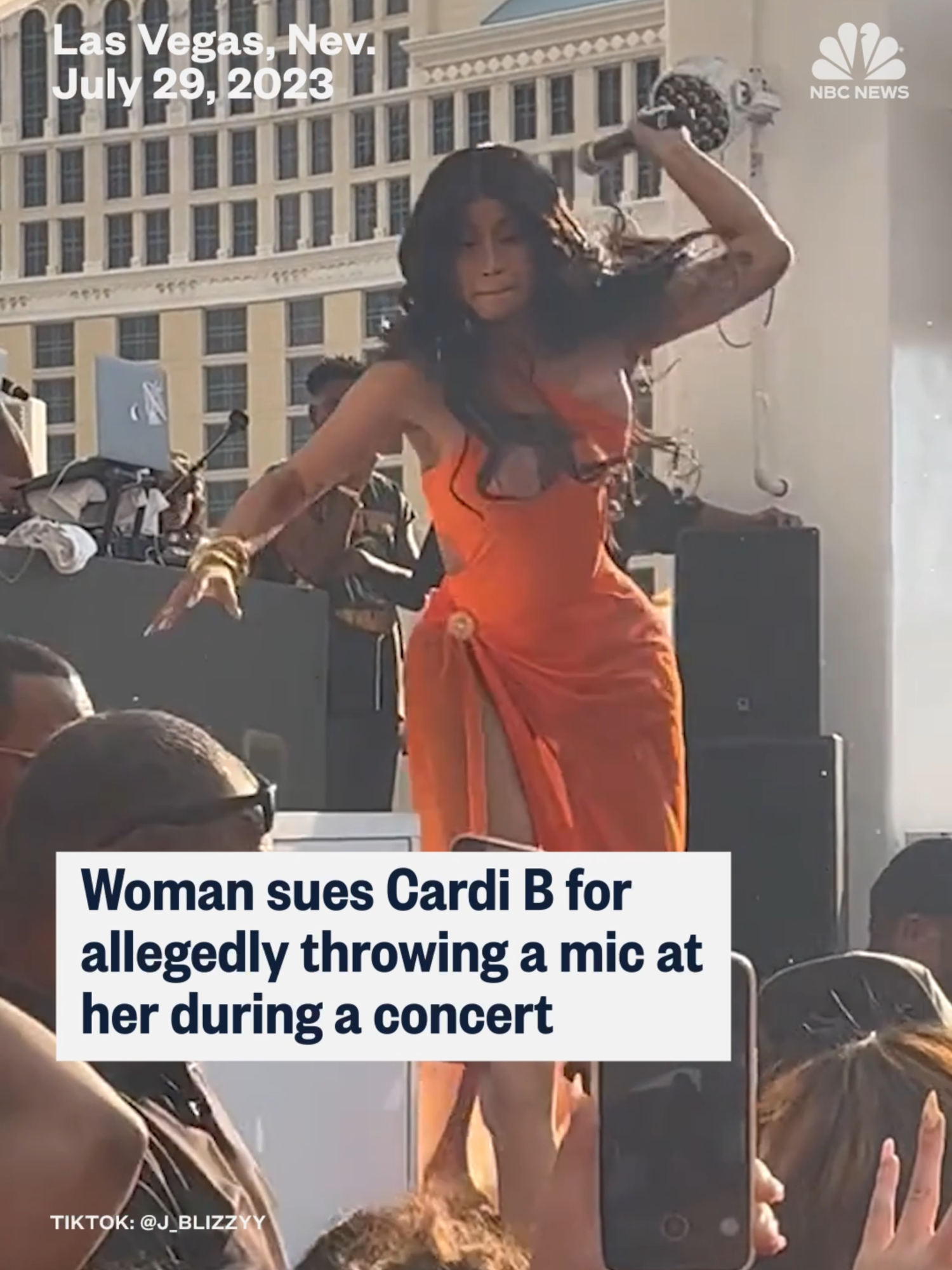 An #Ohio woman is suing #CardiB for allegedly throwing a microphone at her during a 2023 #LasVegas concert. The lawsuit includes claims of battery, assault and negligence among other claims.