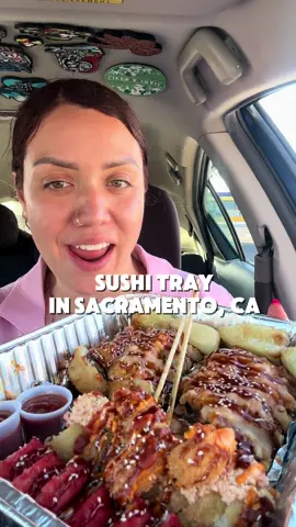 SUSHI TRAY 🍣 We got four rolls! Sushi is estilo Sinaloa and it’s BOMB. We like getting an agua fresca from Krazy Antojitos which is where the food truck is parked at so super convenient!  📍 La Birrieria Spot  7141 Franklin Blvd, Sacramento, CA  #sushi #bayarea #food #bayareafoodie #foodstagram 