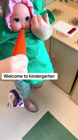 I had to do a double take when I looked over at housekeeping to see this little problem solver in action. #sahm #momsoftiktokclub #babycarrier #kindergarten #mom 