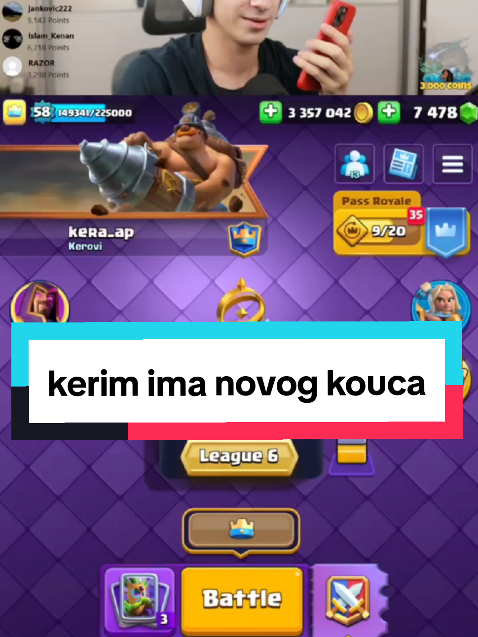 Jynxy kopira kerima😂 Sta mislite ko ima boljeg trenera? @Kera Live  #fyp #clips #kera #clashroyale #fyppppppppppppppppppppppp 