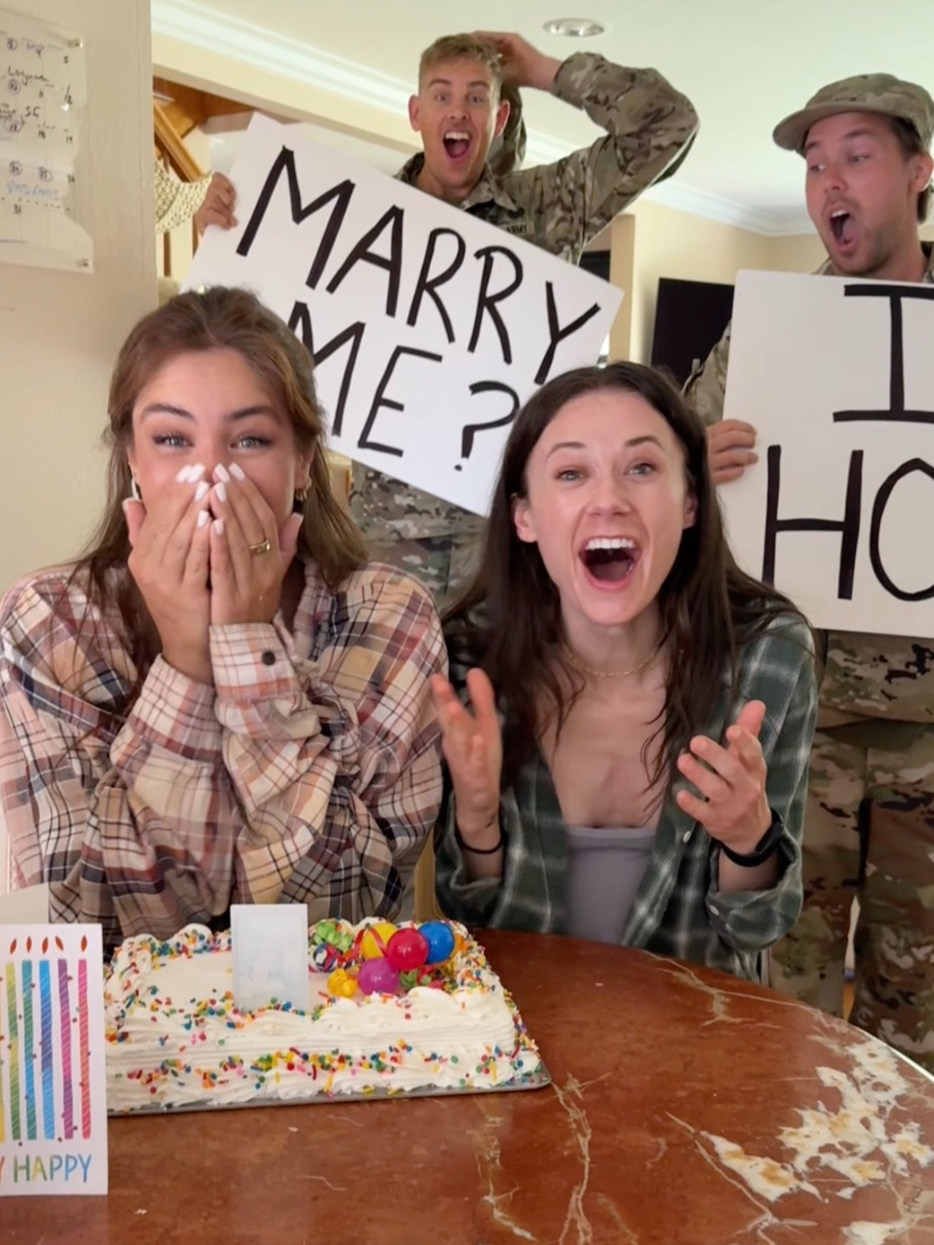 Soldiers return home to surprise pregnancy news! 🥹