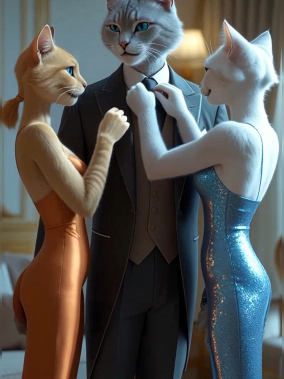 Old Cat and his Two Wives Story 🤡 #catsadstory #viral #catai #catsoftiktok #cute #aigenrerated #cat #cats 