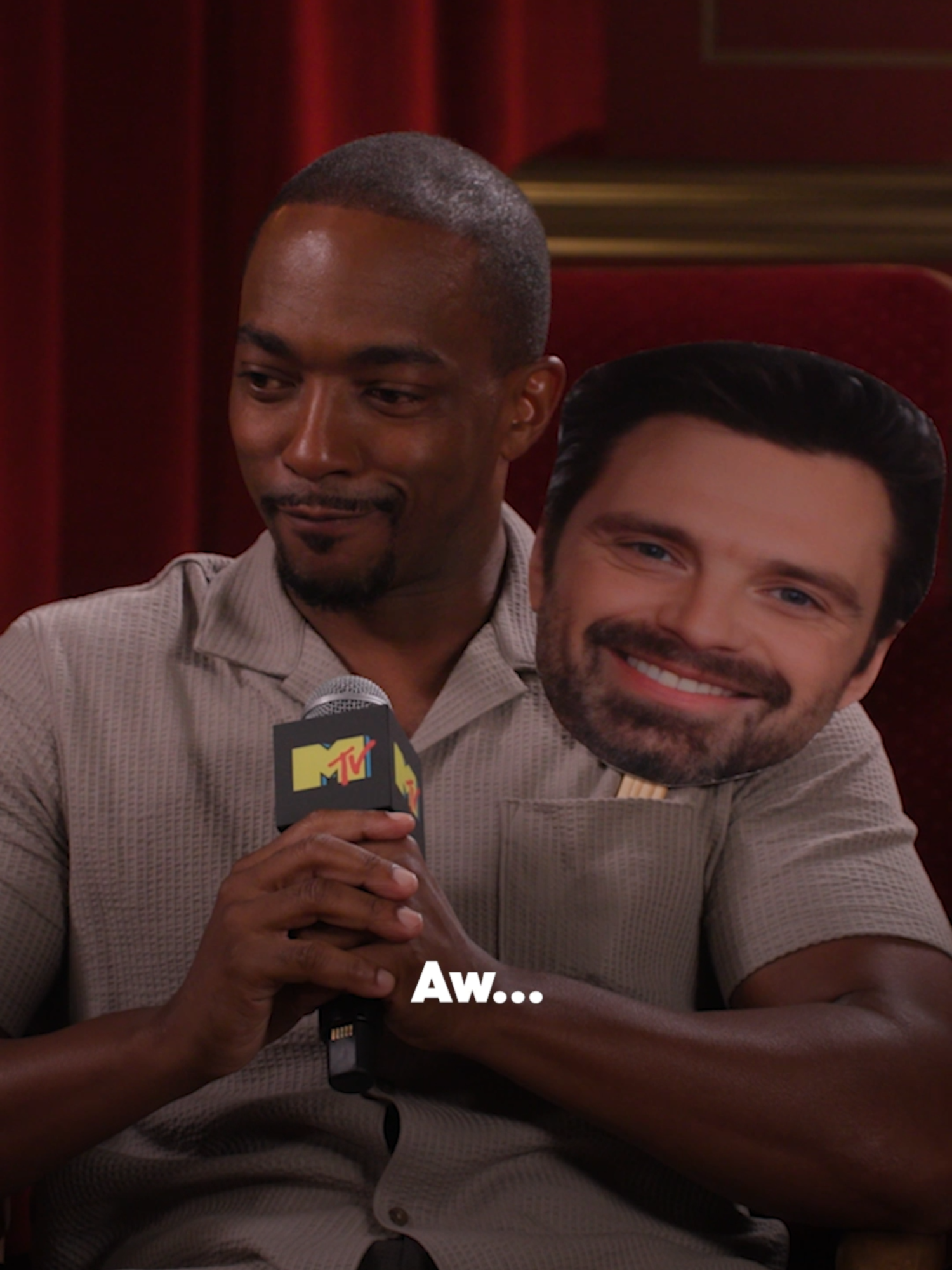 Anthony Mackie's emotional support friend at this year's #SDCC? Sebastian Stan, obviously!