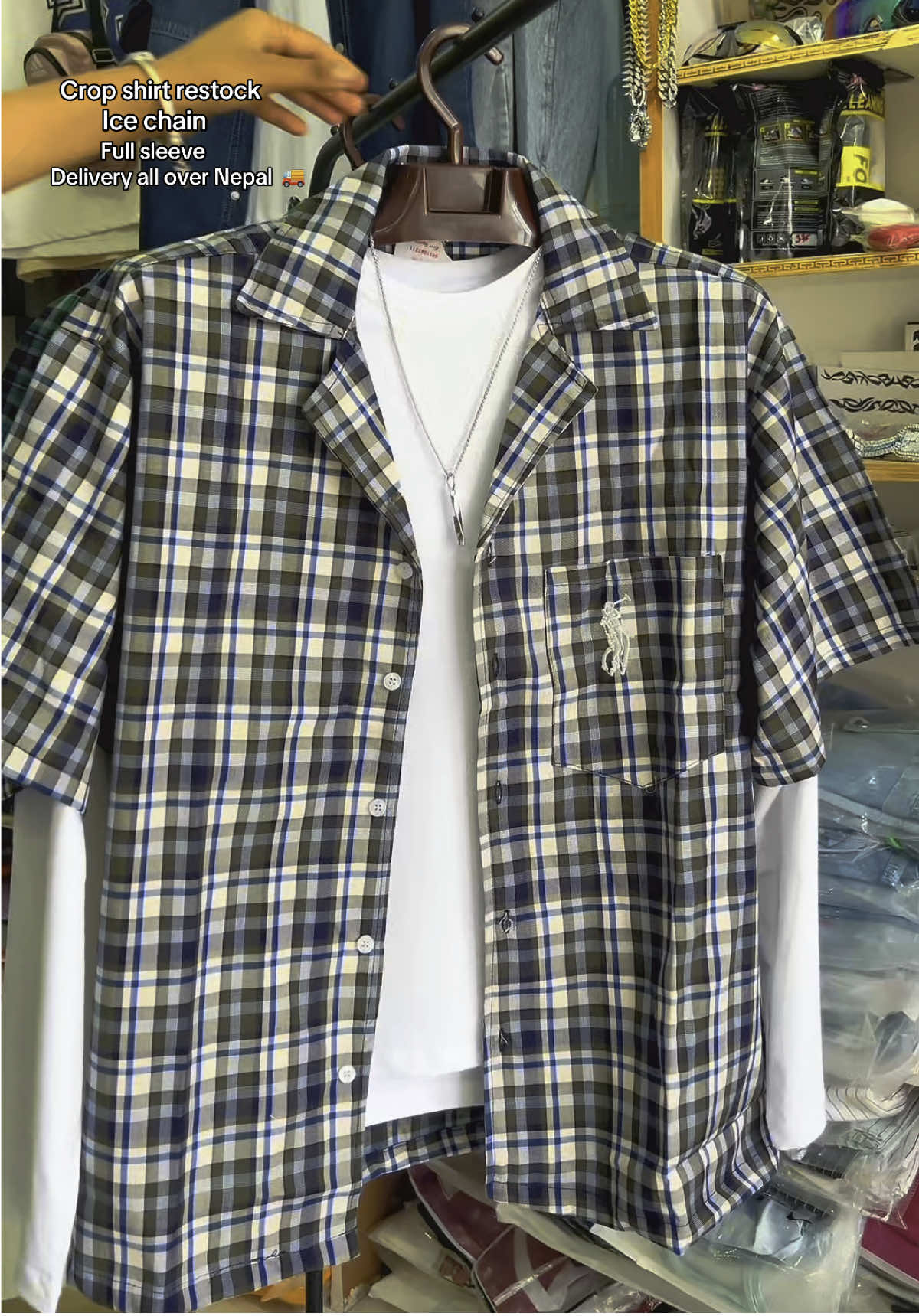Crop shirt, full sleeve, ice chain #newghodaghodisuppliers #deliveryallovernepal🇳🇵 #rakhisepical #foryou #trend 